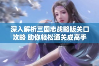 深入解析三国志战略版关口攻略 助你轻松通关成高手