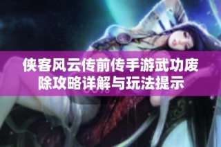 侠客风云传前传手游武功废除攻略详解与玩法提示