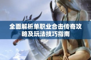 全面解析单职业合击传奇攻略及玩法技巧指南