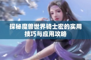 探秘魔兽世界骑士宏的实用技巧与应用攻略