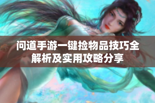 问道手游一键捡物品技巧全解析及实用攻略分享